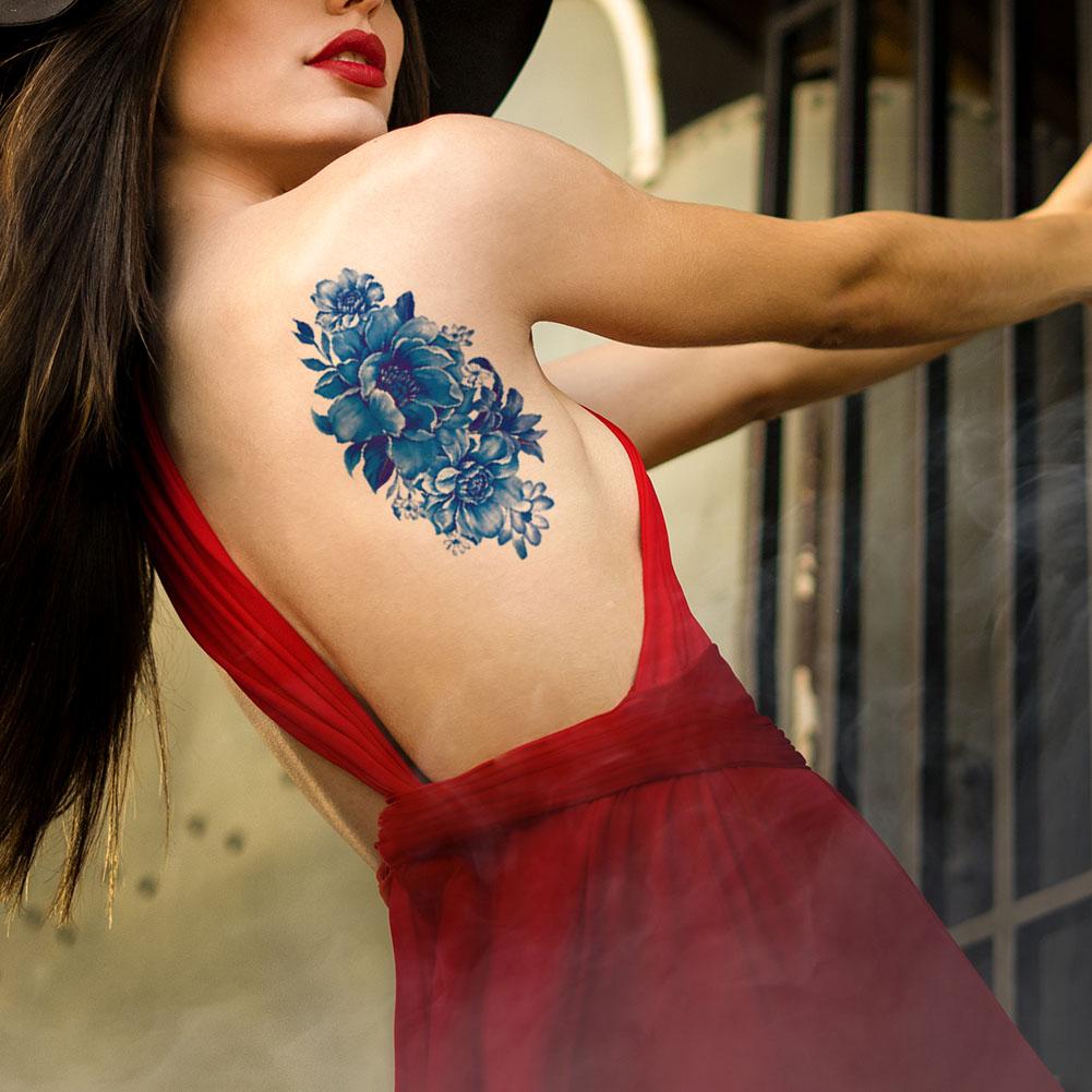Tattoo Pack of 12 Sheets Flower Temporary Tattoos Stickers Lotus Cherry Blossoms Flash Tattoo Color Sending Randomly
