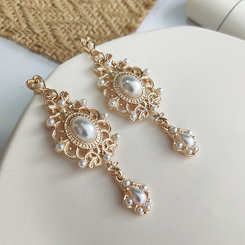 Vintage Palace Goldene Perle Hängen Ohrringe Für Frauen Hochzeit Barock Böhmen Feinen Tropfen Ohrringe Weibliche Elegante Schmuck