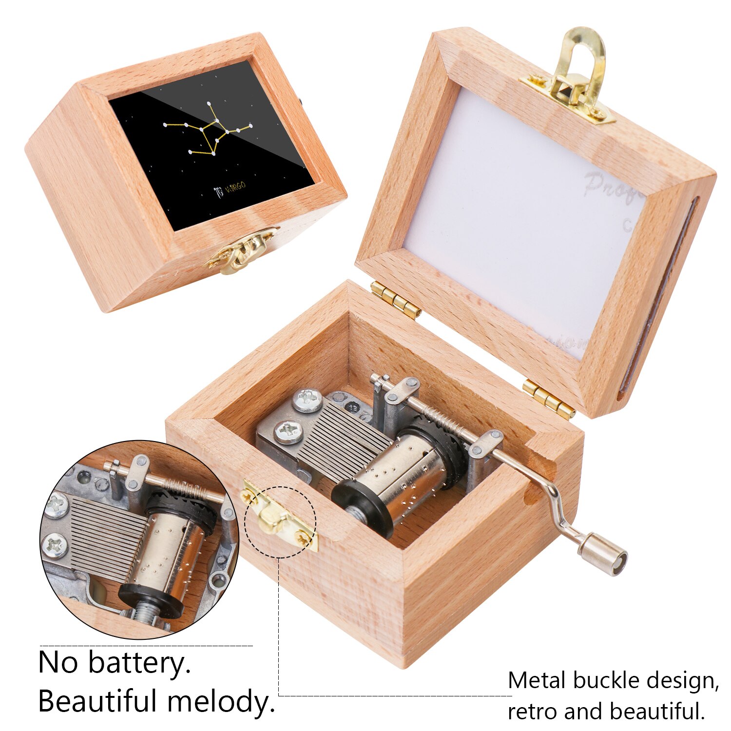 1PC Antique Music Box Wooden Hand Crank Classical Musical Boxes Children's Birthday Mother's Thanksgiving Day Memorial