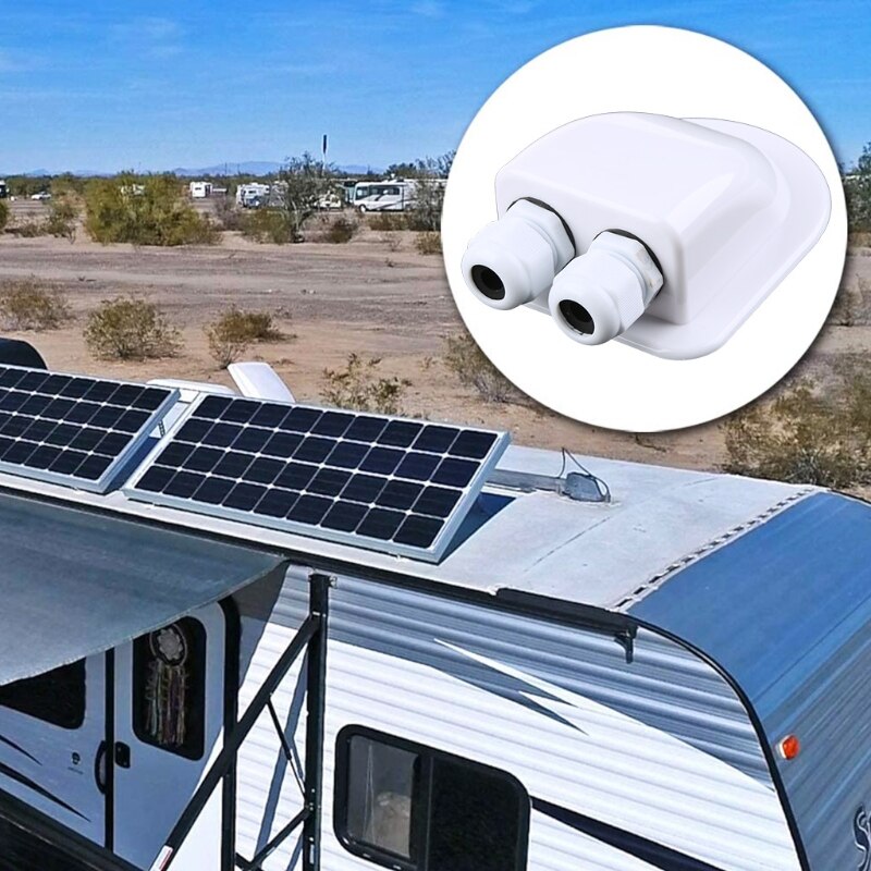 Solar Cable Entry Gland Housing Box Weatherproof Cable Entry Plate for Solar Project Installation on Travel Trailer Boat R7UB
