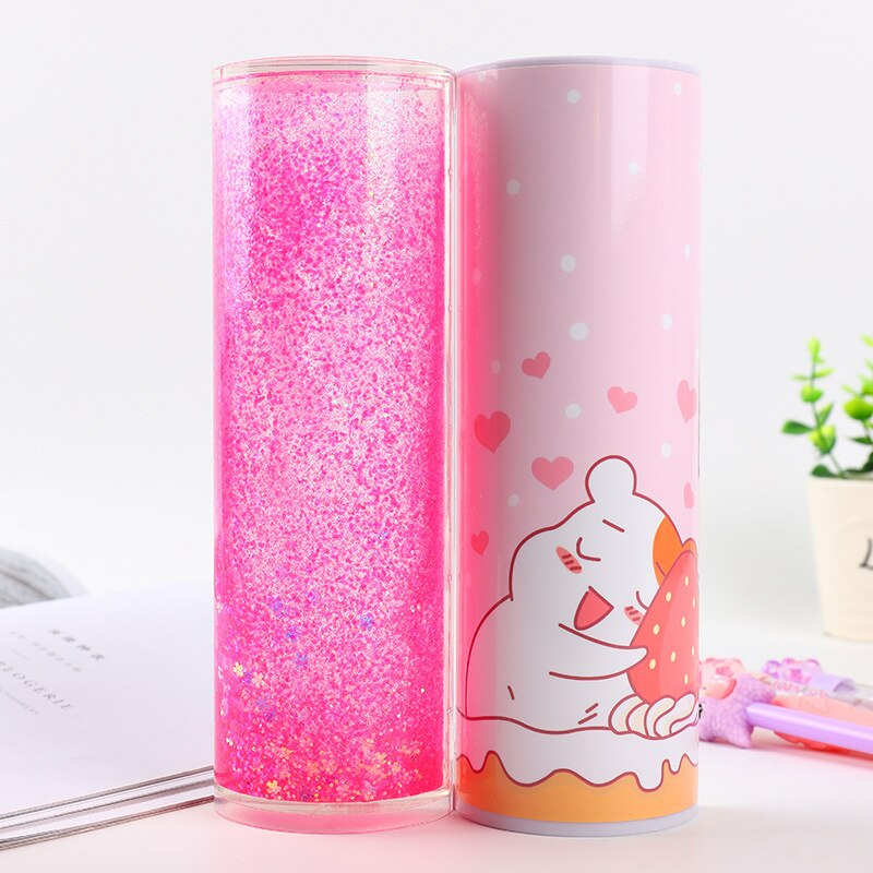 Pencil Case Translucent Quicksand Pencil Cases Multifunction Pencil Box Cylindrical Pencil Box Large Capacity Kid Whole: 13