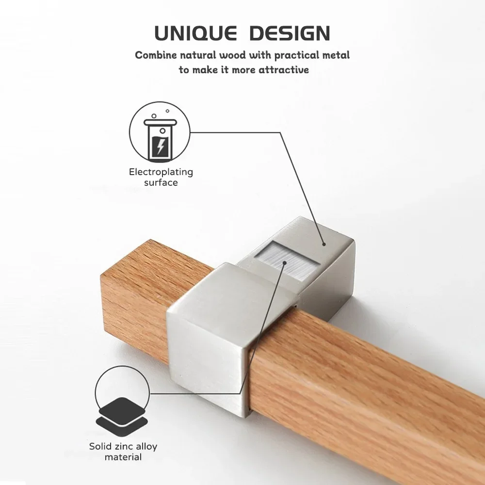 Tiradores de madera para muebles, pomos de Puertas doradas, negras y plateadas para armarios de cocina y cajones