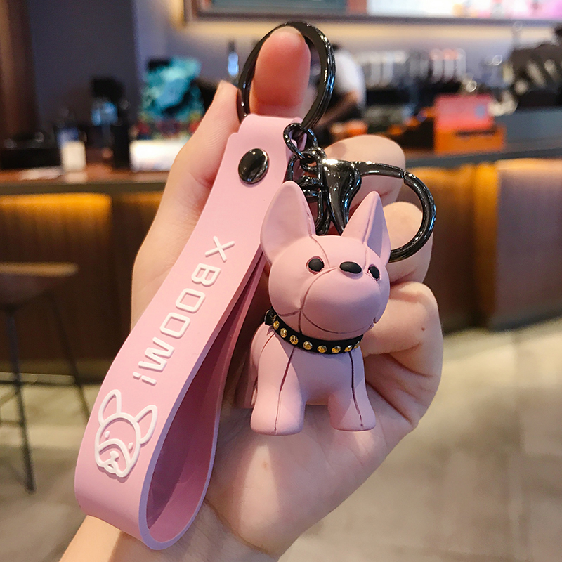 Fadou-Llavero de coche con forma de cachorro, exquisito colgante de bulldog de celebridad de Internet para mujer, colgante de mochila escolar para niños, llavero para amantes