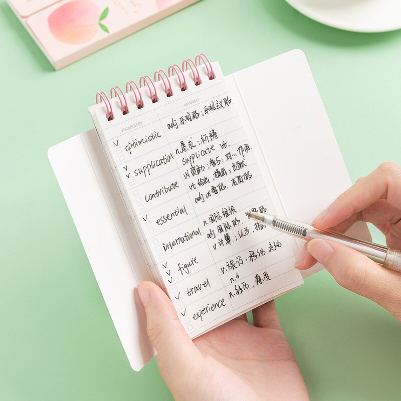 Kawaii 80 hojas portátil de idiomas extranjeros libro de palabras memoria de vocabulario cuaderno de estudio de dibujos animados planificador Colegio papelería