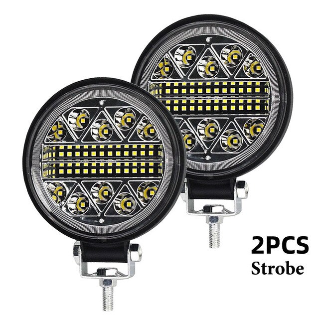 2PCS 12V 54W Work Light led bar LED lightbar 3030 LED 18SMD for Truck Tractor SUV 4x4 Car Led Headlights Lighting Spot work bar: Round Strob  2PCS