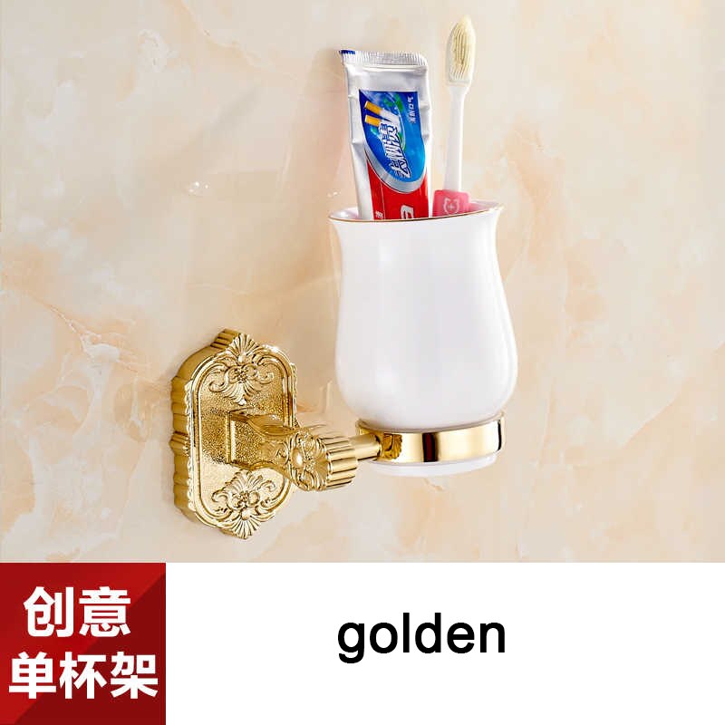 Antieke badkamer enkele bekerhouder massief keramiek retro gesneden brons gouden houder tandenborstel beker- en bekerhouders wit  -618: Gouden