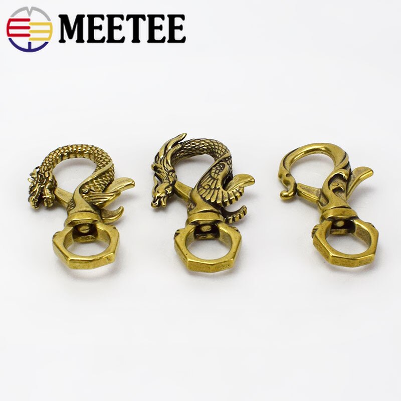 Retro Solid Brass Keychain Buckles Bottle Opener Waist Wallet Chain Belt Car Key Ring Hooks Clasps Pendanat DIY Leather Craft