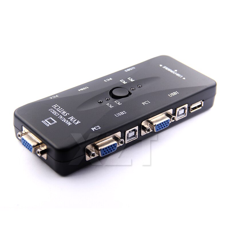 4 Ports USB2.0 KVM Switch Selector VGA Print Auto Switch Moniter Box VGA Splitter KVM Switch