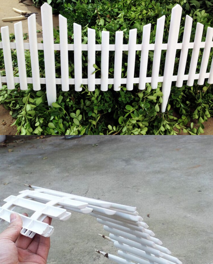 5 stuks kunststof tuinhekken, eenvoudig te monteren, witte europese stijl, inzetbare kunststof hekken voor op de grond voor decoratie van een landelijke tuin.