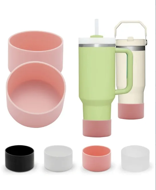 1/2PC 7,5 cm taza de silicona parte inferior de bota funda protectora antideslizante para Stanley 40oz vaso termo taza 30oz botella de agua: Verde claro