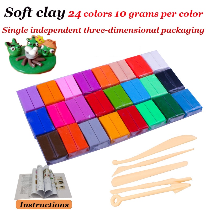 24 Kleuren Polymeer Klei Licht Zachte Klei Diy Zachte Molding Craft Oven Bakken Klei Blokken Voor Kinderen Volwassen veilige Kleurrijke