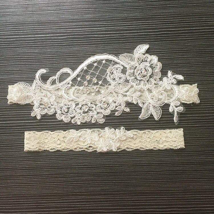 Wedding Garter Rhinestone Embroidery Flower Beading White Sexy Garters for Women/Female/Bride Thigh Ring Bridal Leg Garter