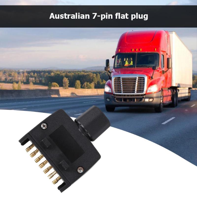 Zwart 7 Pin Platte Au Trailer Stekker Socket Connector Adapter Voor Rv Truck Bieden Aansluiting Van Brake Fog Lamp
