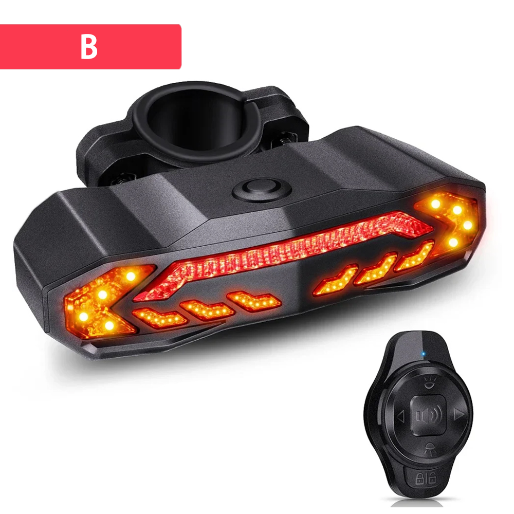 Faro per bicicletta Rockbye con allarme clacson telecomando fanale posteriore per bicicletta impermeabile con indicatore di direzione allarme antifurto per bicicletta: Viola