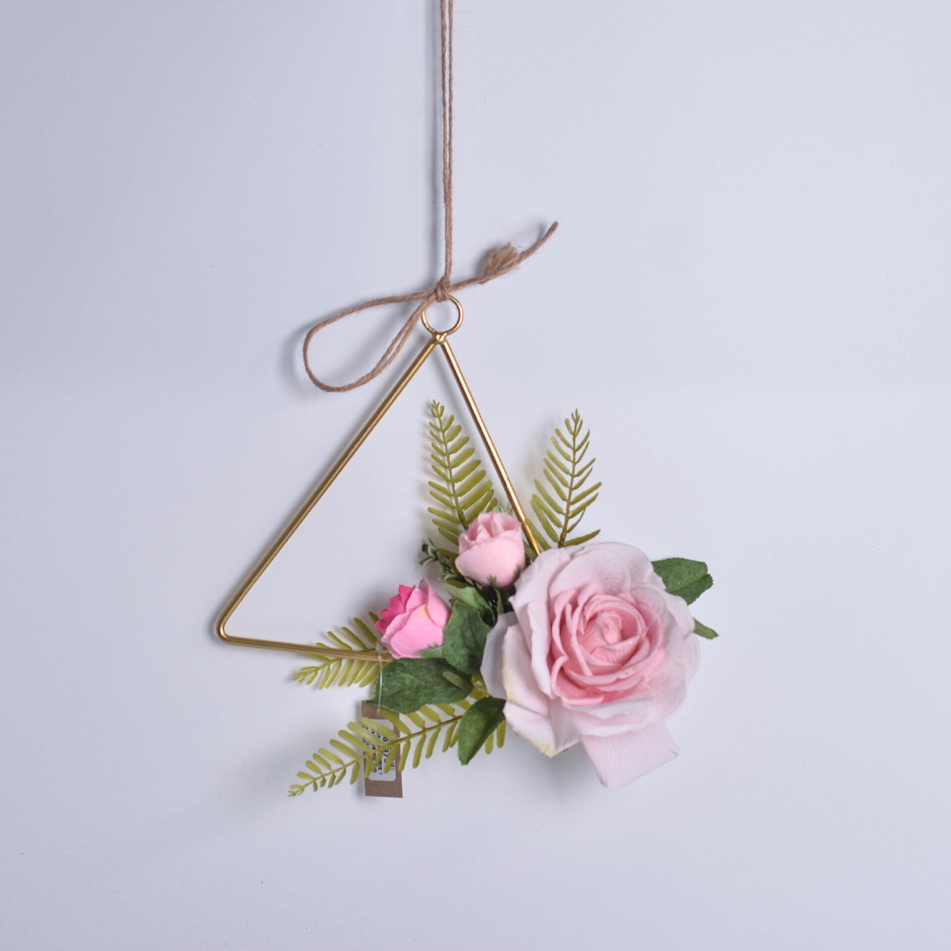 Cilected Geometric Metal Garland Home Hanging Artificial Rose Flower Ring Holder Wall Hoop Wreath Wall Hanging Decoration: A067R04