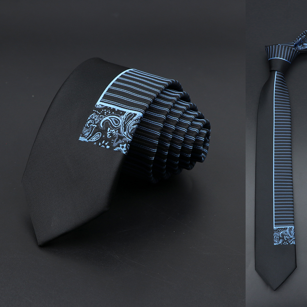 Corbatas delgadas de 6cm para hombre, corbata para vestido de boda, de Cachemira Floral de retales, lazo negro y azul, accesorio de negocios para camisa, , Cravate: 18