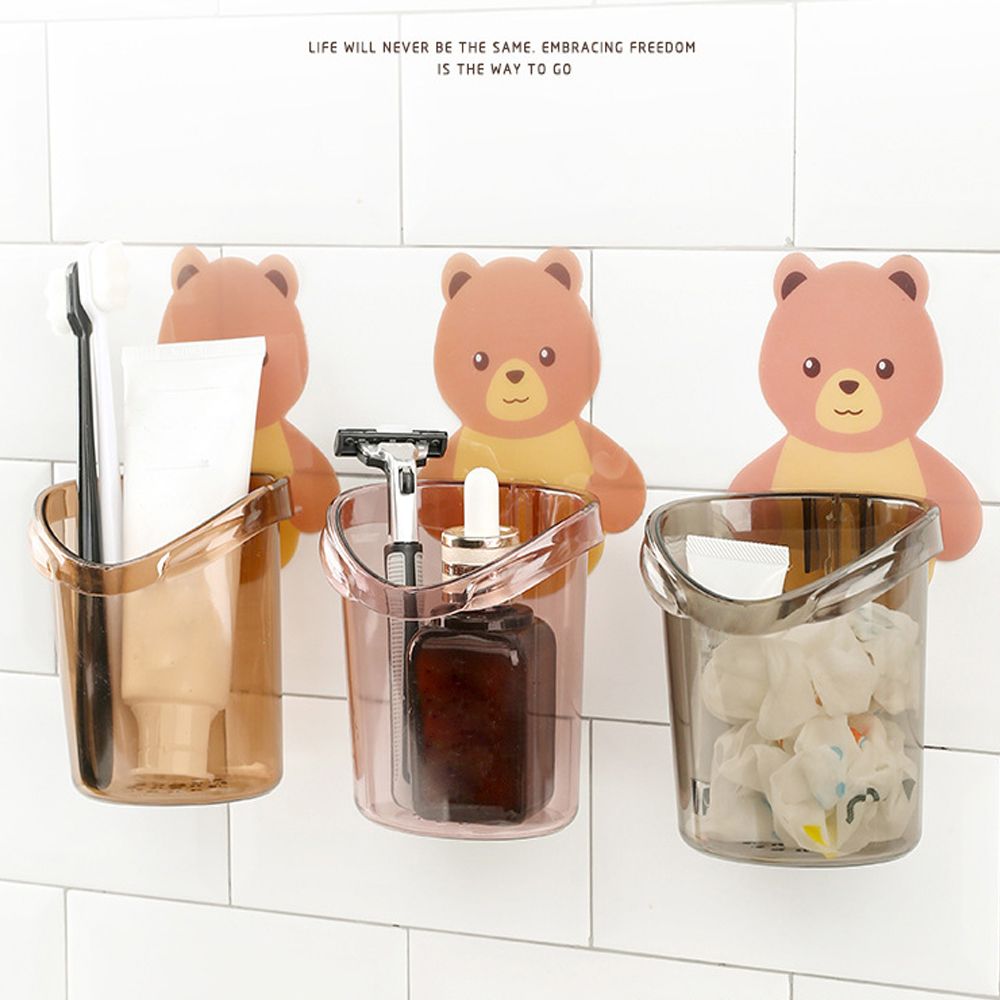 Cute Bear Toothbrush Holder Storage Rack Bathroom Accessories Set Toothpaste Holder Tooth Brush Stand Shelf Accessories