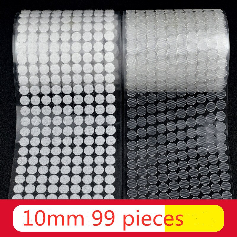 Rund Självhäftande Kardborre Polyester Självhäftande Hane och Hona Spänne - 10/15mm - 100/500/1000 Stk: Vit 10mm 99 st