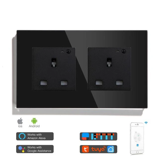 WiFi Smart Wall Sockets UK Electric Plug Mounted Outlets 13A App Remote Voice Control Timer by Tuya Smartlife Alexa Google Home: Type 13