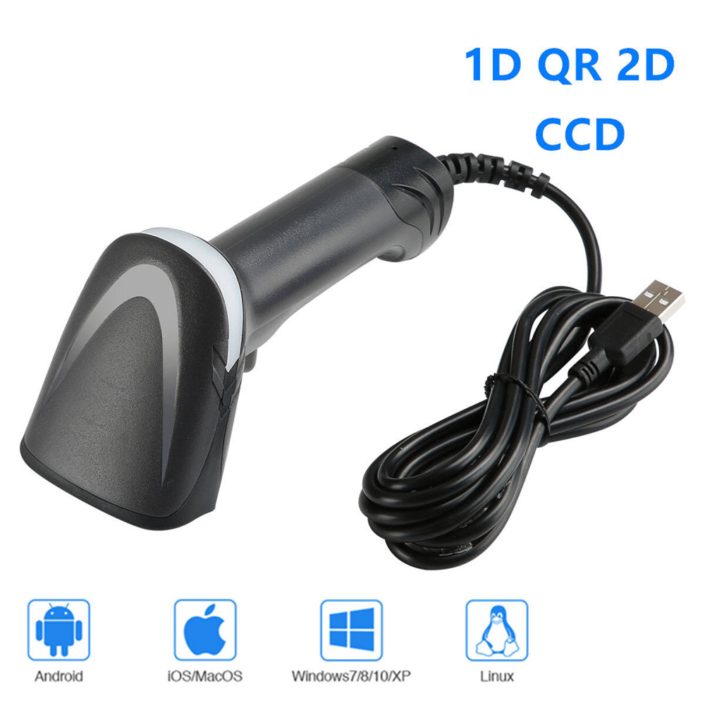 Wired 1D QR 2D Barcode Scanner USB Wired Bar Code Reader CCD Data Matrix Barcode Image Auto Scanning for Warehourse Payment
