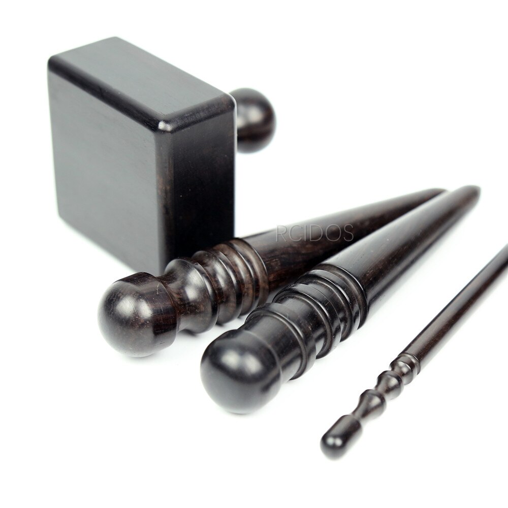 Sandalwood Grinding rod,4 mills Ebony Wood leather tip side border burnisher,leather side polish wood bar