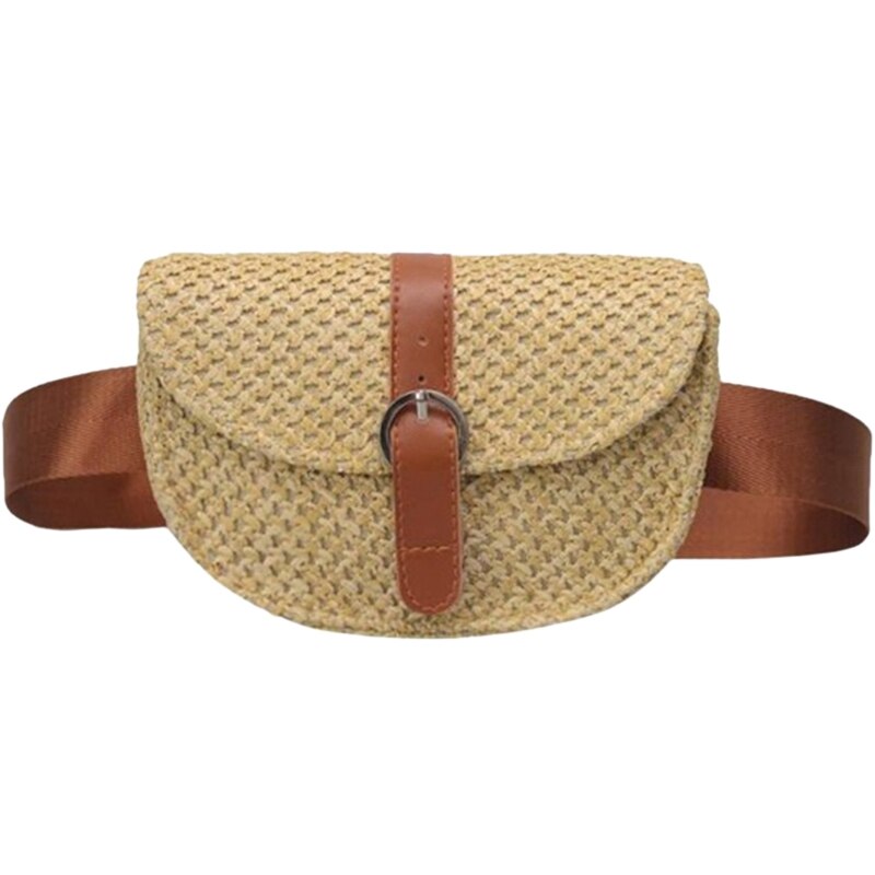 Bohemien dames rieten heuptas heuptas kleine strandtas dames schoudertas messenger bags: Lichtbruin