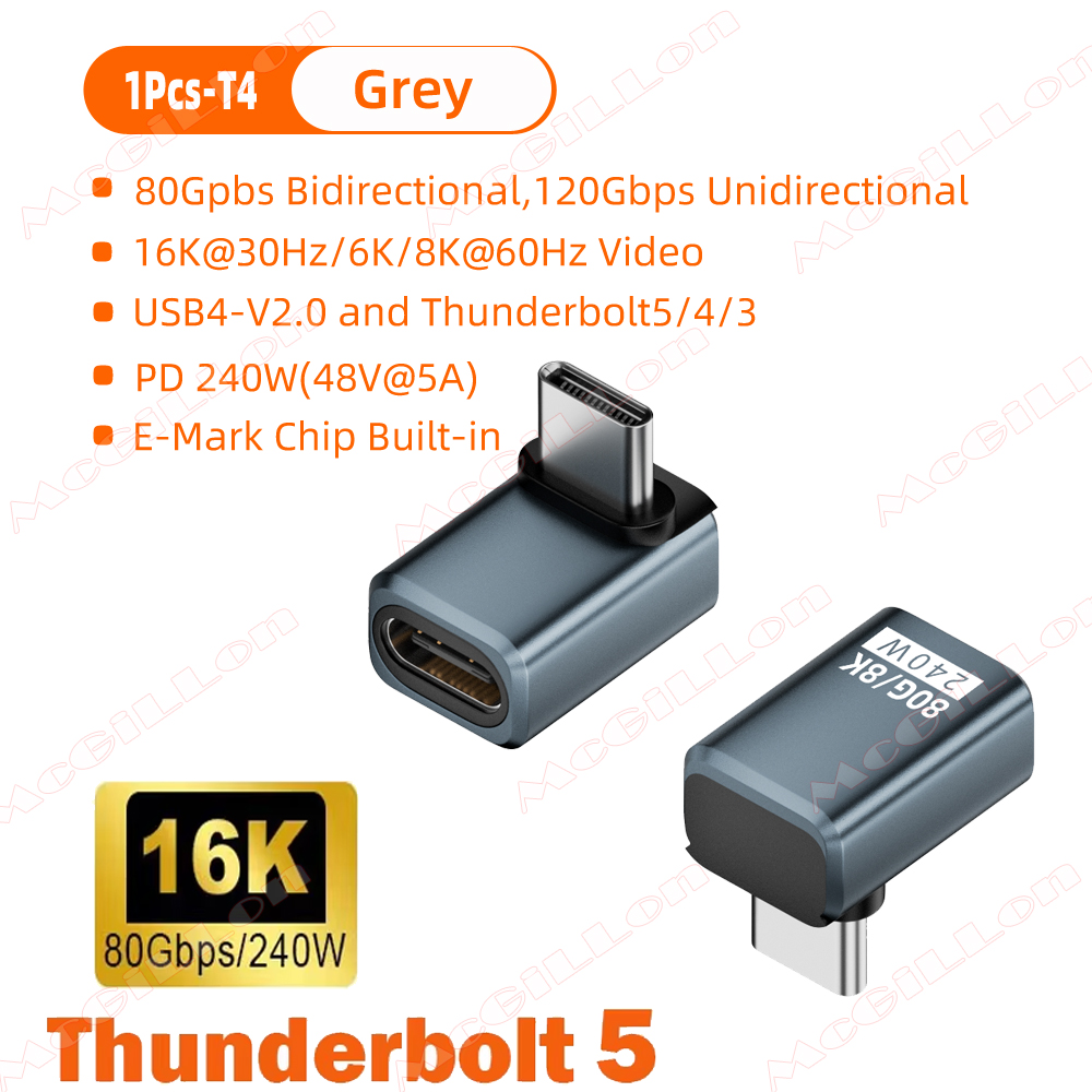 Thunderbolt 5 PD240W USB4 V2.0 Type-C naar Type C snellaadadapterconverter 80 Gbps dataconnector 8K bij 60 Hz USB C OTG-adapter: Geel