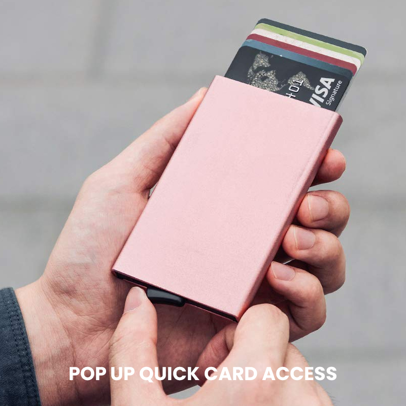 Wąski portfel z blokadą RFID — minimalistyczne etui na karty kredytowe dla mężczyzn i kobiet, mini metalowa obudowa