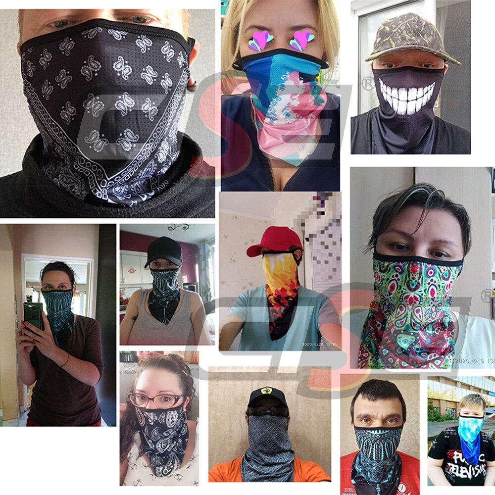 Passamontagna Moto estivo Moto Bandana Earloop maschera di seta di ghiaccio sciarpa tubolare motocross motociclista ciclismo scaldacollo uomo donna
