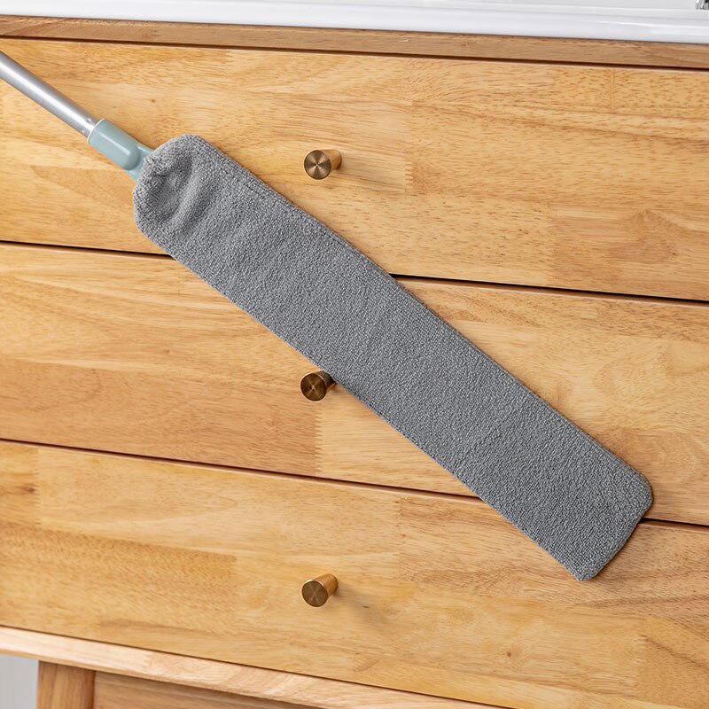 Aluminiumsstang med langt håndtag tilbagetrækkelig flad støvspaltebørste aftagelig og vaskbar elektrostatisk adsorption mikrofiberklud co