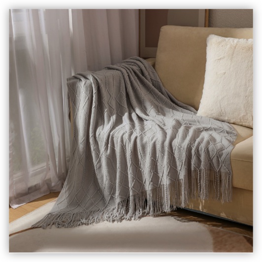 Textile City Knitted Throw Blanket Nordic Home Decorative Sofa Cover Chunky Plaid Bedspread for Winter 130x230cm: Queen / Light Grey