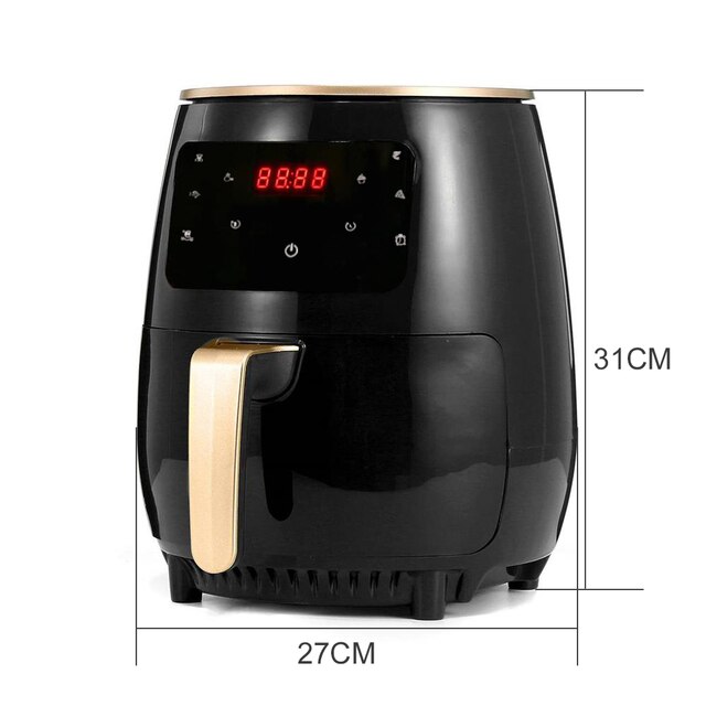 220V 1400W 3.8L Air Fryer Smart Touch LCD Oil Free Household Appliances Oven Electric Fryer For Chicken French Fries Fryer: EU Black