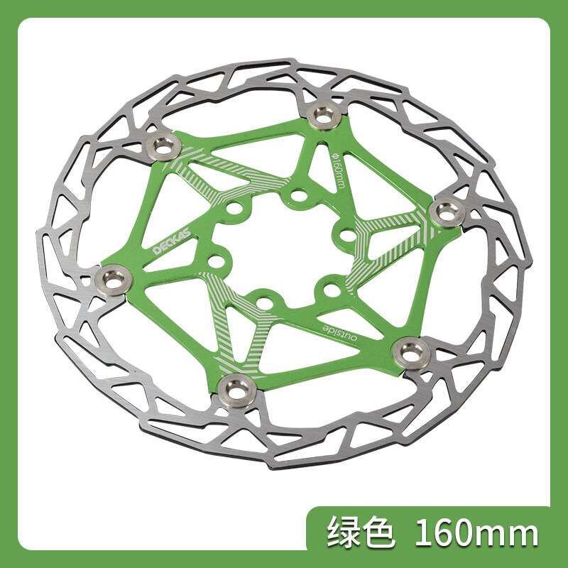 DECKAS MTB Mountain Bike Brake Disc Float Floating Pads 160mm Ultralight Brake Float Cycling Brake Disc Hydraulic 6 Bolt Rotors: 160MM Green