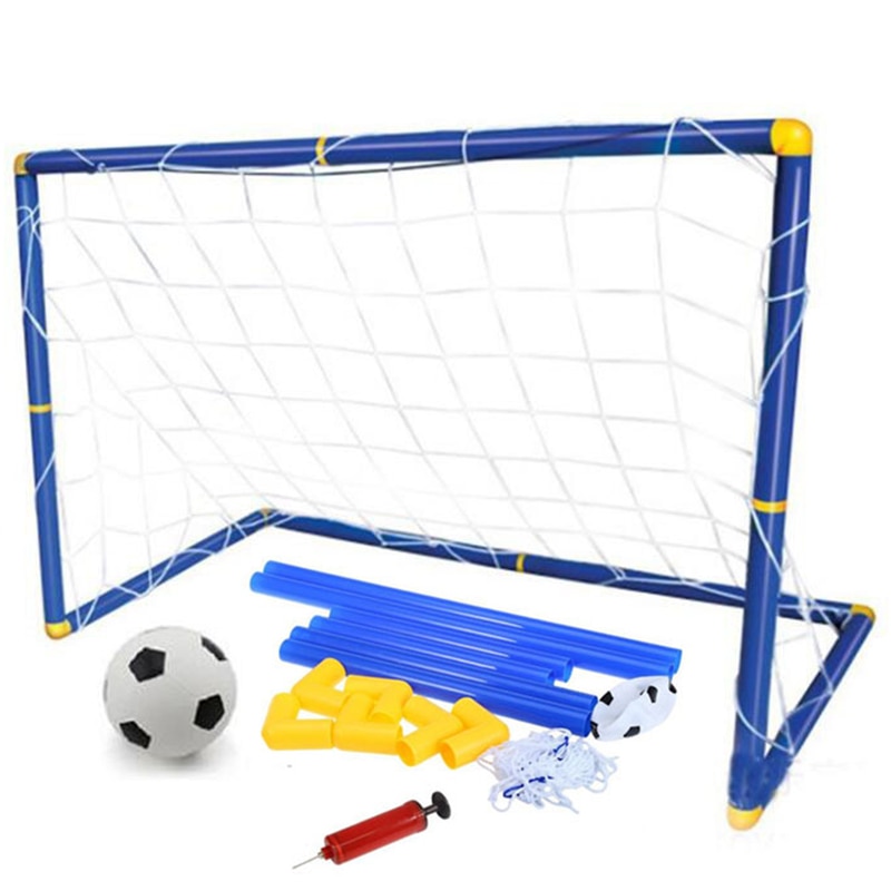 Outdoor Opvouwbare Mini Voetbal Voetbal Doelpaal Net Set + Pomp Kids Sport Indoor Games Speelgoed Kind plastic