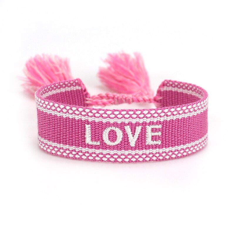 Bordado bordado borla pulseira manual da mulher corda ajustável tecido pulseira amizade nacional jóias presente atacado: 101