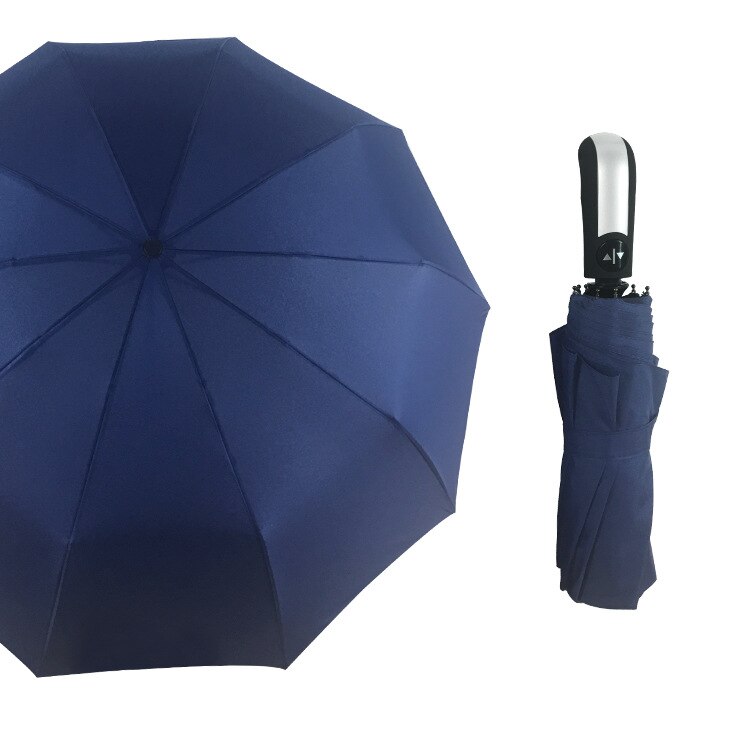 Paraguas de lluvia para hombre y mujer, sombrilla negra con recubrimiento 10K, resistente al viento, plegable, automático, para lluvia, gran lujo, resistente al viento: blue