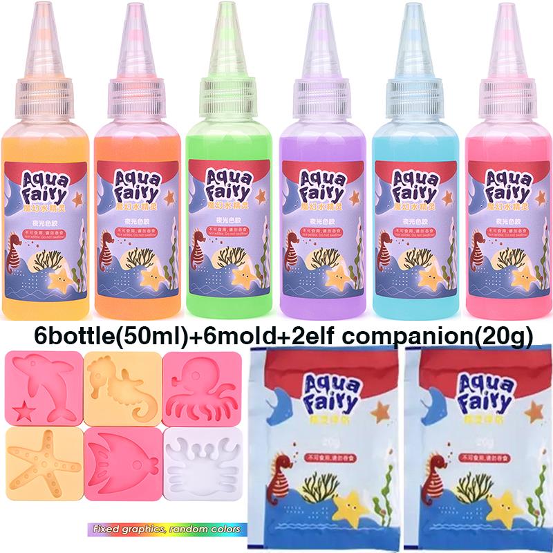 Leuchtende Fee, magische Wasserelfe, leuchtet im Dunkeln, ozeanische Form, Aqua-Fee-Gel-Sets, DIY-Handwerk, Materialien, für Kinder: Dark Khaki