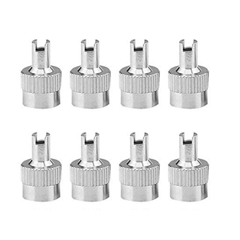 4/8/12Pcs Copper Valve Stem Caps Auto Tire Valve Dustproof Wheel Caps with Rubber Seal Nipple Caps Cover for Car Motorcycle: 8pcs -C0654-silver