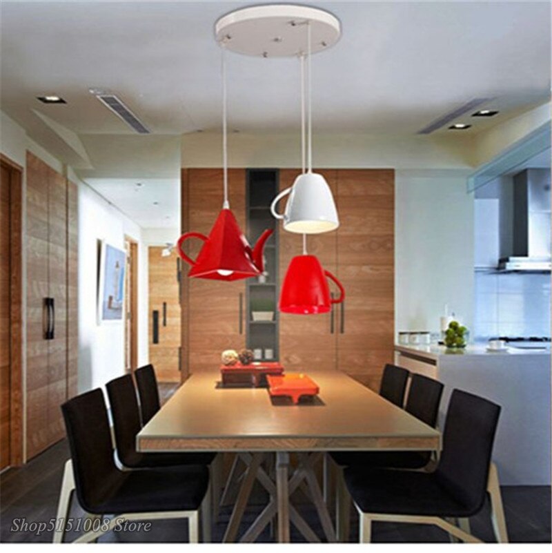 Moderne résine théière pendentif lumières thé tasse suspension lampe cuisine barre/café suspension lampe pour salle à manger décor éclairage Fixturess