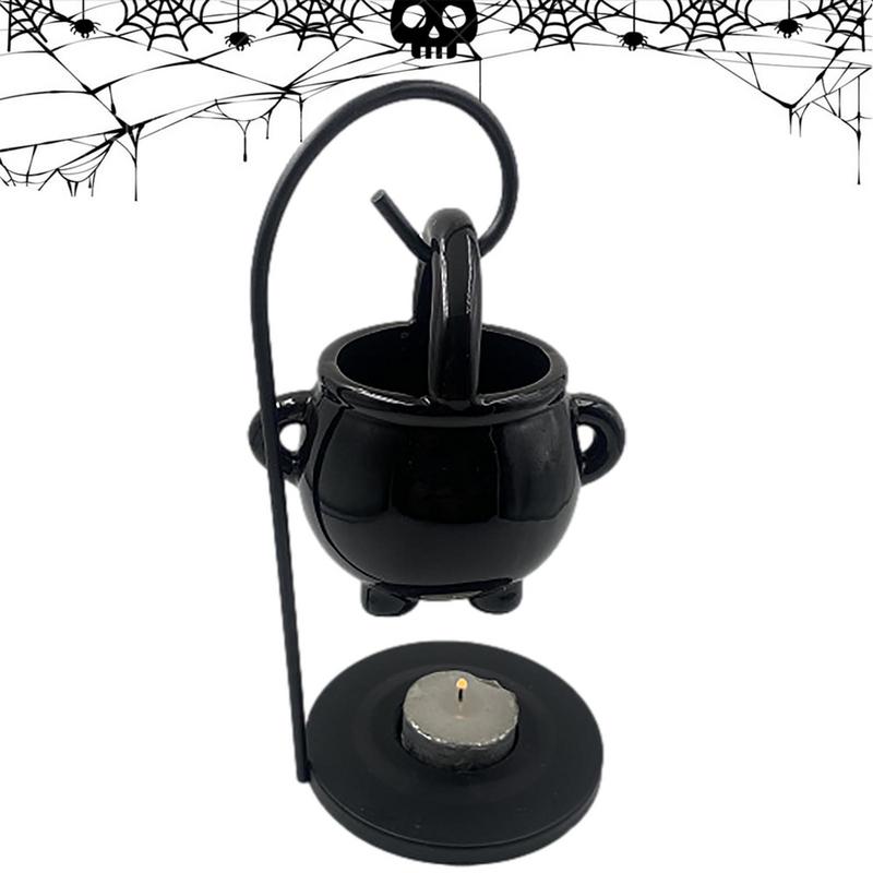Quemador de aceite de caldero de bruja colgante, olla de caldero de bruja, portavelas, difusor de aceite esencial para quemar incienso para decoración del hogar