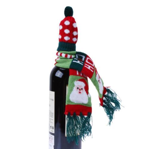 Kerst Wijnfles Covers Kerstman Tafel Party Decor Xmas Wrap Top Hoed Sjaal