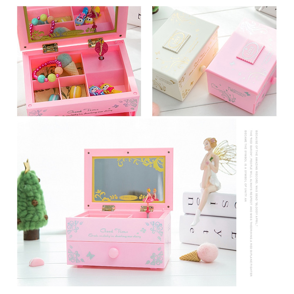Jewelry Storage Box Organizer for Girl Woman Dancing Ballerina Girl Music Box Mirror Jewelry Storage Organizer Birthday Wed