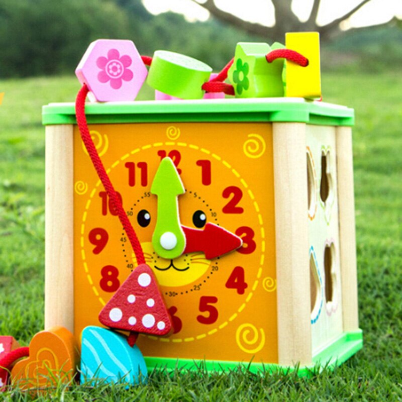 Kinderen Multifunctionele Vier Zijden Schatkist Houten Vijf-In-een Kleurrijke Kralen Speelgoed Baby Onderwijs Intellectuele Puzzel Game