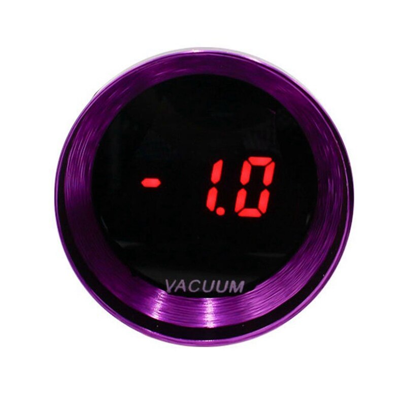 Car Vacuum Gauge Modification Smoke Lens Red LED Mini Digital Boost Meter Bar Purple 37mm