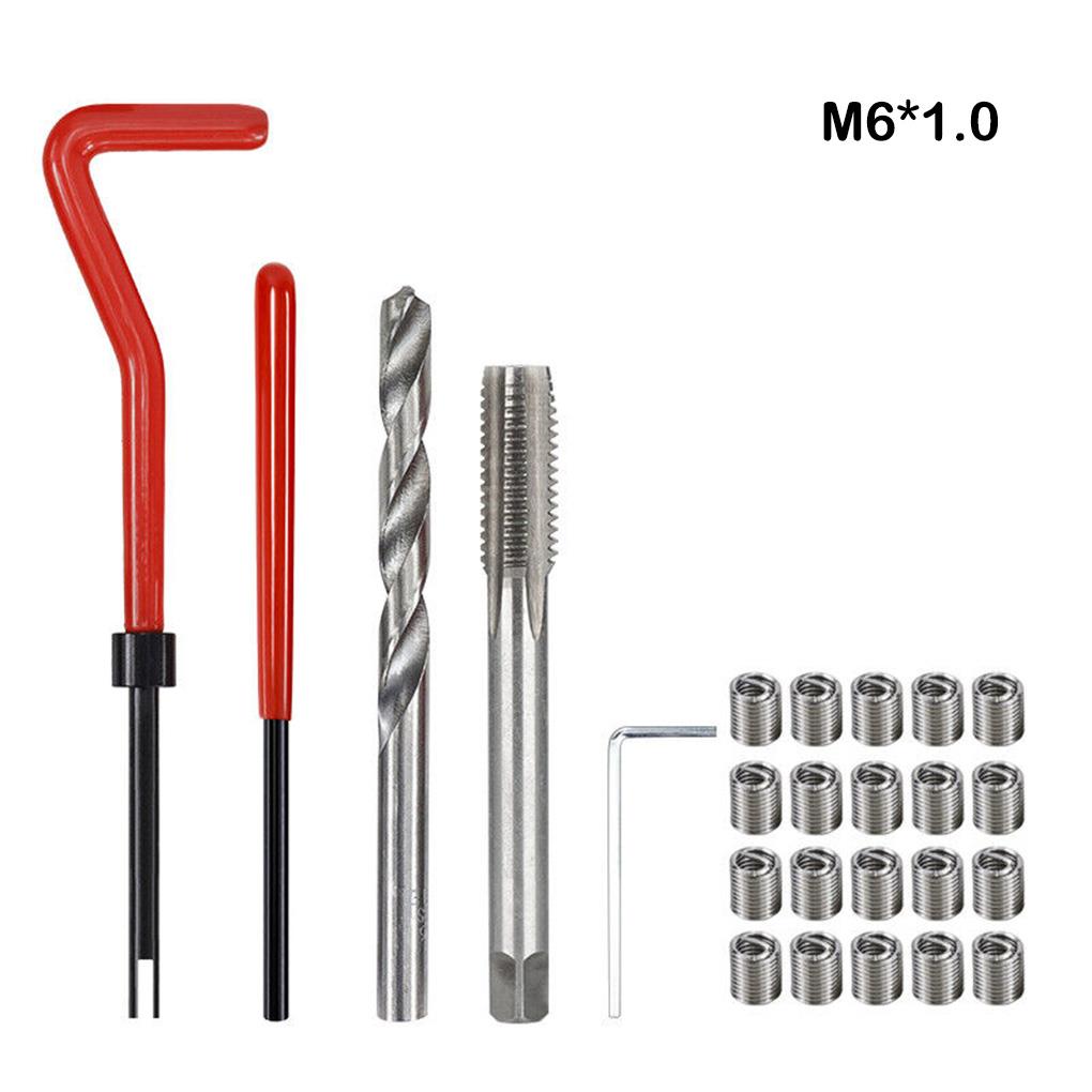Kit de reparo de rosca de carro – reparos sem esforço para roscas danificadas sem rebarbas para restaurar roscas danificadas ferramenta de broca de bobina: Vermelho