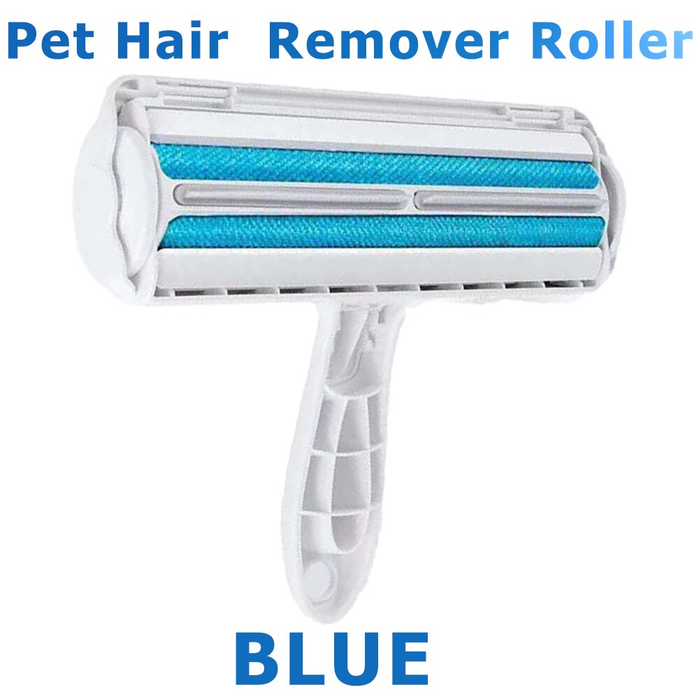 2-Way Verwijderen Huisdier Haar Roller Hond Haar Remover Borstel Steken Roller Kat Lint Borstel Tapijt Kleding Cleaner borstels: Blue