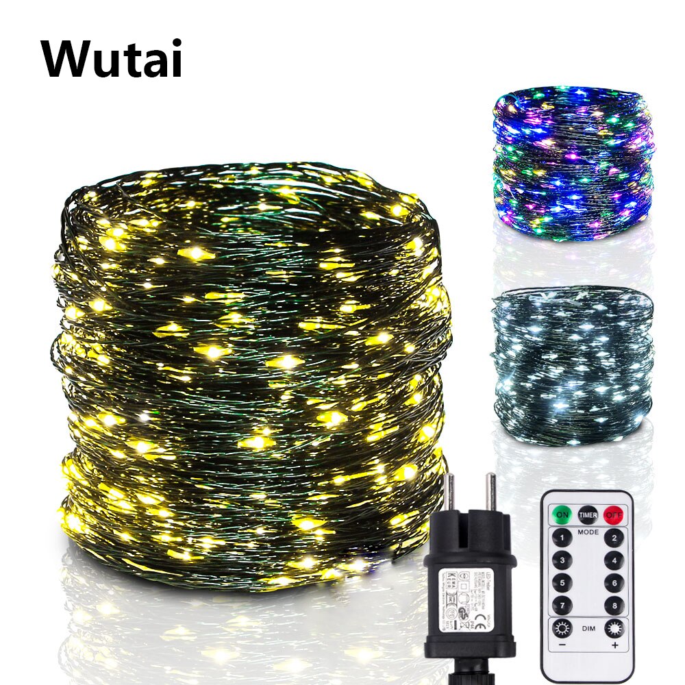 10m-120m LED String Lights Fairy Christmas Garland Outdoor Decor Lamp With Remote For Tree Street Bedroom Wedding Party