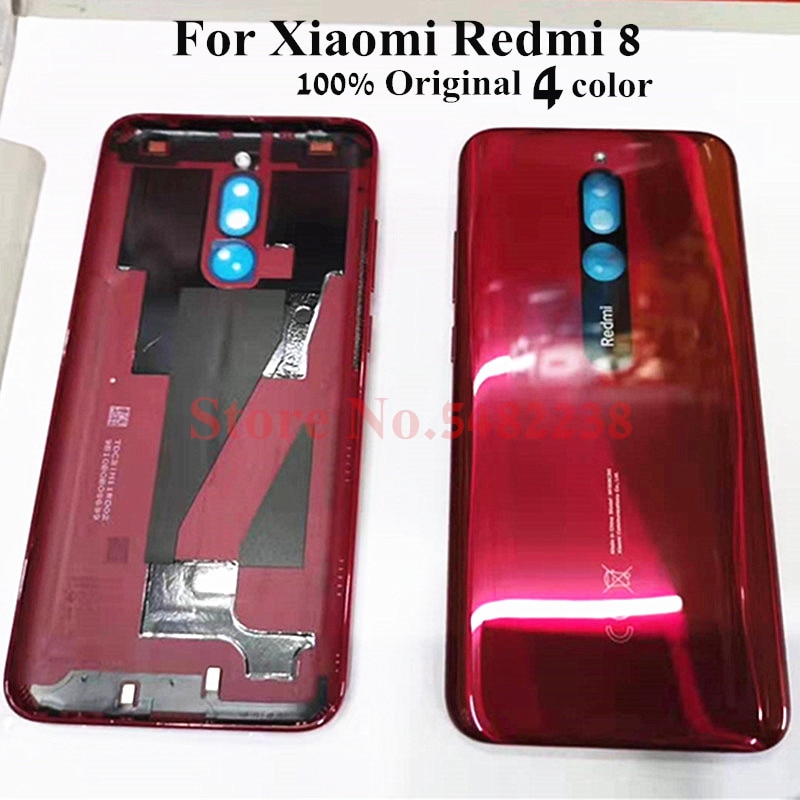 100% Originele Terug Batterij Cover Voor Xiaomi Redmi 8 Mobiele Telefoon Behuizing Deur Met Power Lolume Zijknoppen deel