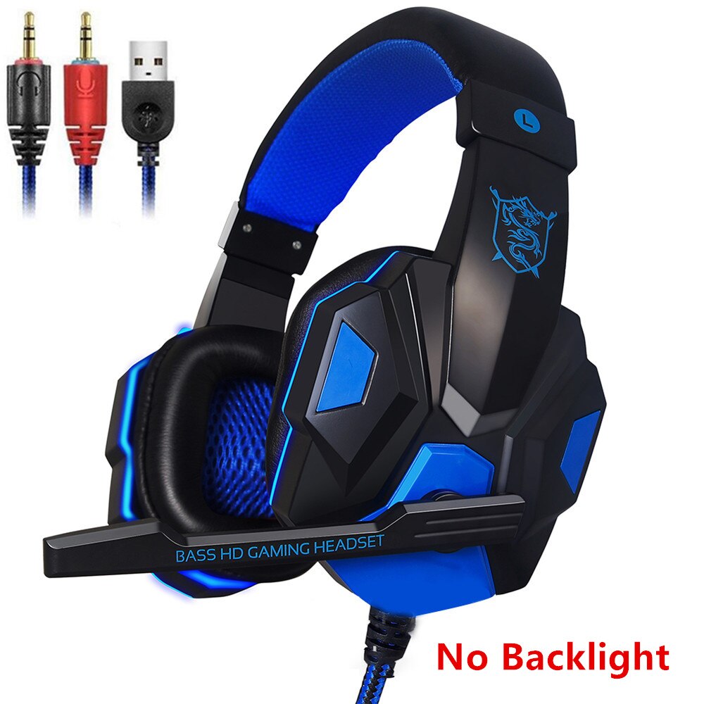 Trådbundna gaming headset pc musik stereo hörlurar hörlurar med mikrofon för  ps4 dator gamer headset 3.5mm: Blå