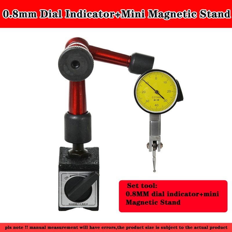 Mini 10mm dial indikator magnetisk stativ base holder dial test komparator til udstyrskalibrering: Sæt værktøj